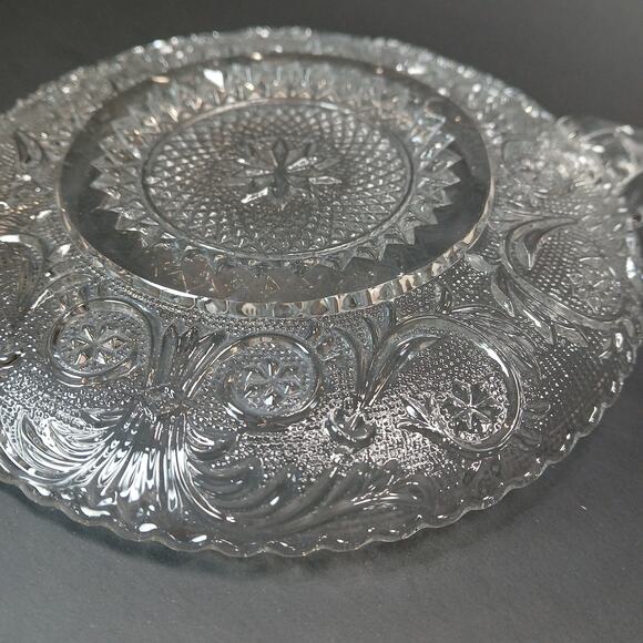 Vtg Duncan & Miller Clear Sandwich Pattern Sawtooth Mint Dish Relish Plate - Picture 6 of 8